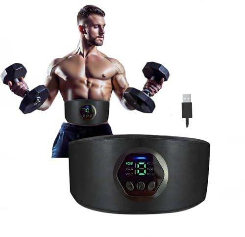 Warmforwel EMS Muscle Stimulator Belt for Abs Training & slimming– 6 Modes, 18 Levels, Adjustable 43” Abdominal Toning Belt, USB Rechargeable, Home/Office Fitness Tool for Women & Men‌