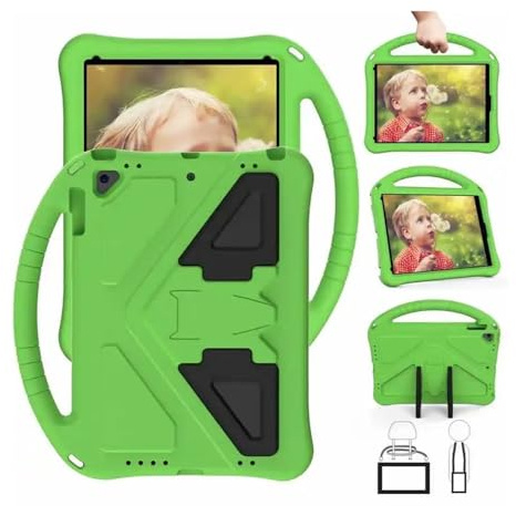 JiuRui étuis et Housses, EVA Handle Silicone Stand Case Compatible with iPad Air 4 2020 /Pro 11 2021(Vert,for iPad Air 4 2020)
