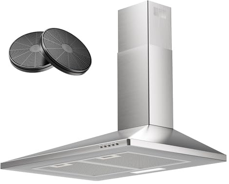 Dunstabzugshaube 60 cm, 350 m³/h Absaugleistung, Energieeffizienzklasse A++ | Edelstahl 430, leise, Push-Control
