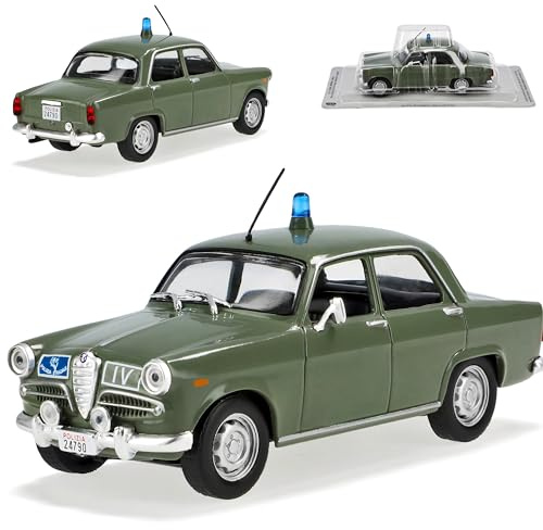 Ixo Alfa Romeo Giulietta Police Polizei Grün 1. Generation 1954-1964 1/43 Modell Auto mit individiuellem Wunschkennzeichen