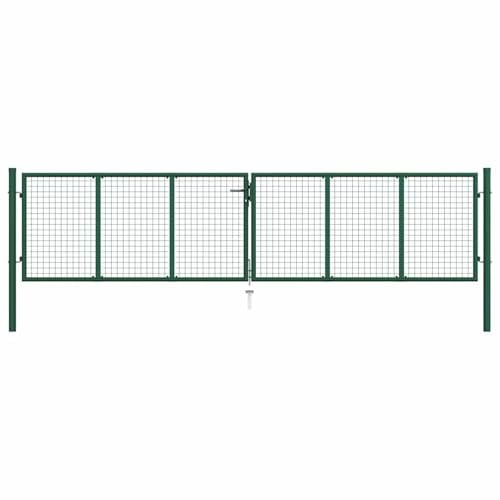 Gecheer Gartentor aus Stahl 390 x 75 cm grün Design Eisen Schloss