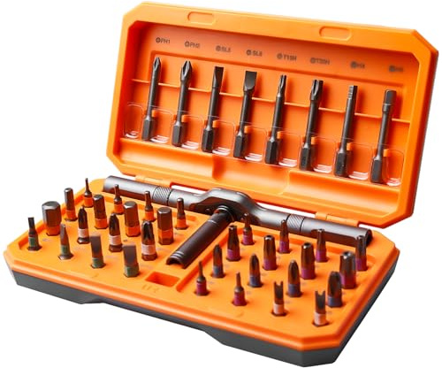 Set di cacciaviti magnetici 42 in 1, set di cacciaviti a cricchetto, meccanismo di precisione 42 in 1, con custodia, design di punta rimovibile per applicazioni versatili