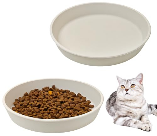 BNOSDM Plato de silicona para comida para gatos, cuenco poco profundo para perros, paquete de 2 platos planos para cachorros para perros pequeños y gatos, platos para fatiga, platos para mascotas para