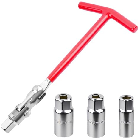 4 Stück Zündkerzenschlüssel Set, Universal Zündkerzenschlüssel 16mm 18mmm 21mm, Zündkerzenstecker Zündkerzen Nuss, T-Griff Zündkerzensteckschlüssel für Auto Motorrad Zündkerzenentferner-Werkzeug