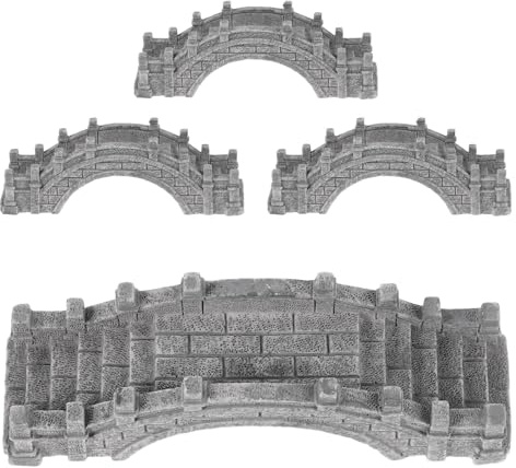 HOODANCOS 4pcs Miniature Asian Zen Garden Bridge Small Arch Bridge Figurines for Bonsai Terrarium Fish Tank Dollhouse Fairy Garden Decor with Traditional Chinese Style
