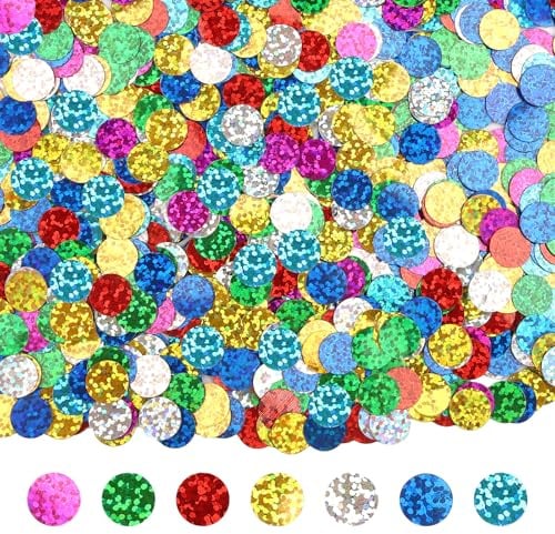 Konfetti Glitzer Bunt Rund, 30g Pailletten Konfetti Geburtstag 1cm Confetti | Metallisch Folie Streudeko Tischdeko, für Faschingsdeko Hochzeit Karnevalsdeko Weihnachten