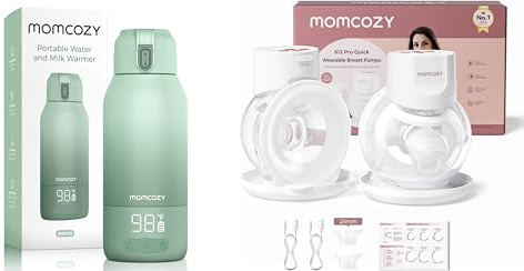 Momcozy Milchpumpe Elektrisch S12 Pro Quick, Freihändig breast pump electric & Momcozy MW05 Tragbarer Flaschenwärmer Baby für unterwegs