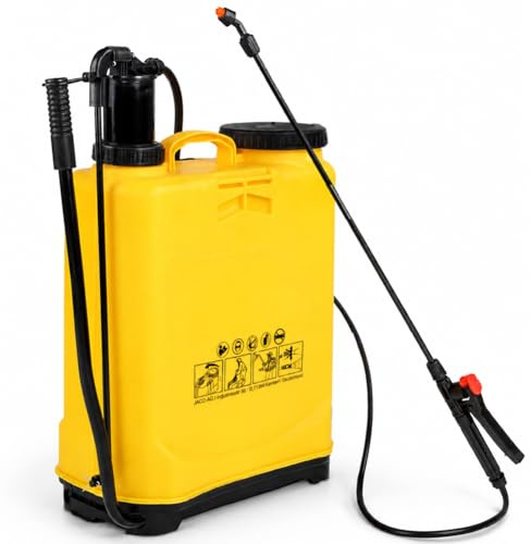 BAKAJI Nebulizzatore a Spalla Serbatoio da 16 Litri, Spruzzatore a Zaino Irroratrice a Pompa per Giardinaggio, Ideale per Irrorare Piante, Alberi, Siepe, Prato con Ugelli Sostituibili