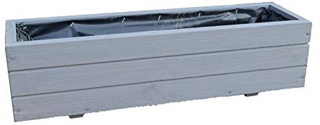 FKL DESIGN Home Deco Fioriera in legno Portavaso per piante da balcone giardino già montato D6 grigio (lunghezza 60 cm)