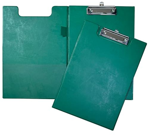 Janrax Green Foldover Clipboard – A4 Folding Clipboard with Front Cover, Inside Pocket & Hanging Hook