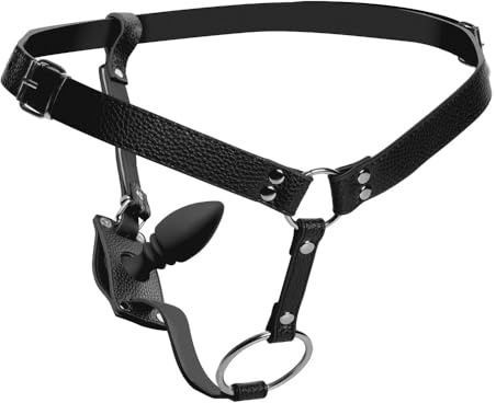 XR Brands Geschirr mit Silikon Cockring Anal Plug, AF310, Schwarz, 1 Stück (1er Pack)