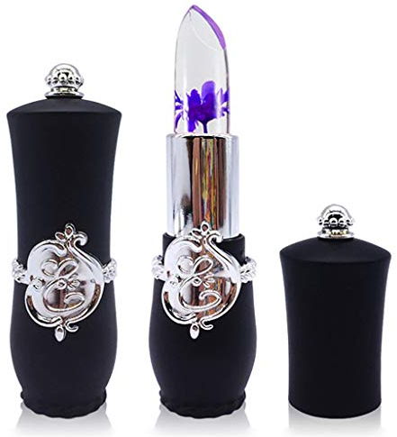 Damen Lipgloss, SHOBDW Neue Schönheit helle Blume Crystal Jelly Lippenstift Magie Temperatur ändern Farbe Lippenbalsam Make-up (Schwarz-B)