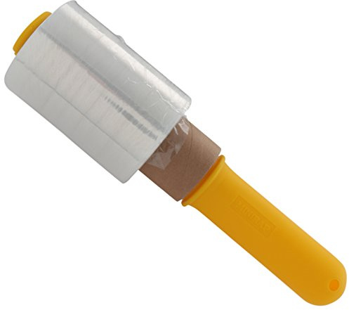SCH-fix Verpackungs-Folie transparent | Stretchfolie zum bündeln | 100 mm | 10 Stück Wickelfolie + 1 Hand-Abroller