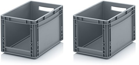Auer Packaging 2x Euro Sichtlagerkasten 40 x 30 x 27 cm inkl. gratis Zollstock * Eurobehälter mit Fenster, 2er Set