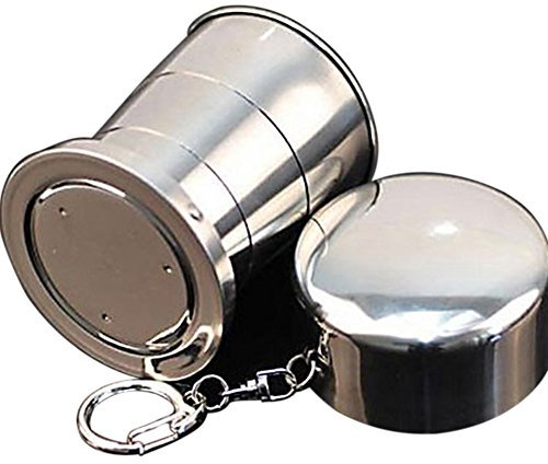 Portatile da 75 ml in acciaio INOX e tazzine da viaggio campeggio pieghevole coppa pieghevole bicchiere con portachiavi per outdoor Travel