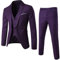 MISSMAO Abito Uomo 3 Pezzi - Classico e Elegante - Matrimonio Festa e Affari Viola 2XS