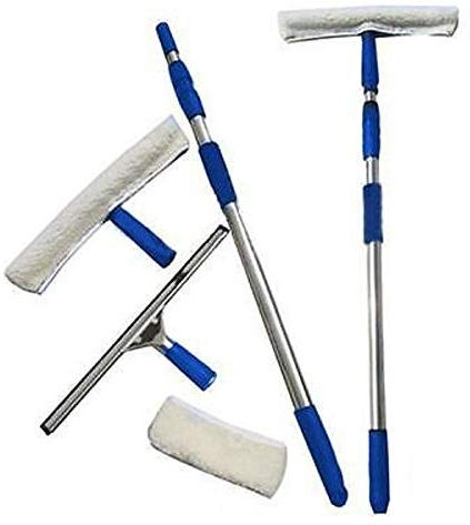 MD MUZ TELESCOPIC Window Cleaning Washing Kit Washer Wash Pole Large Cleaner Squeegees