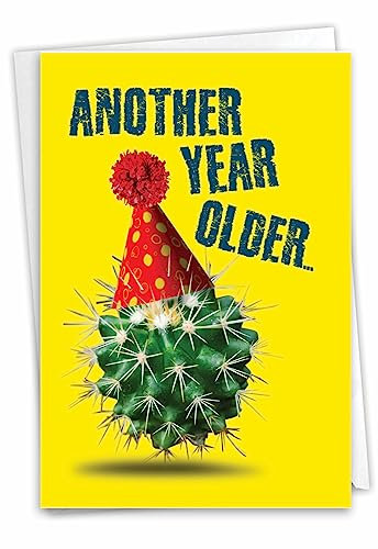NobleWorks - 1 lustige Geburtstagskarte mit Umschlag – Erwachsener Humor, Happy Birthday Karte – Kaktus-Feier C7192BDG