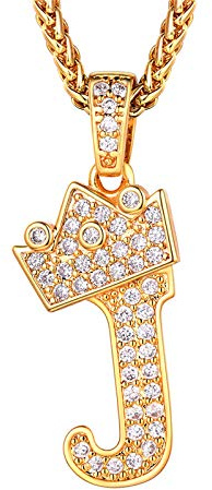 Richsteel personalisierte Bling Buchstabe Kette 26 Alphabet Anhänger mit Zirkonia Partner Namenskette Weizenkette/Tennis Kette für Damen und Herren