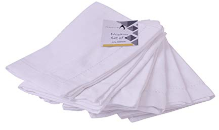 Das Set enthält: 6 x hochwertige Baumwollservietten (45 x 45 cm), hergestellt aus feinstem, 100% reinem Baumwollstoff in Leinenoptik für überragende Weichheit, Festigkeit und Haltbarkeit