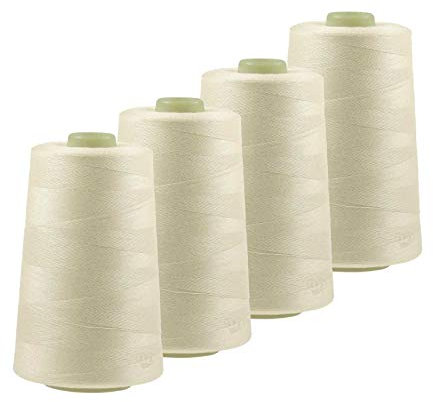 4 x 4572m Qualitäts Overlock-Garn Overlock-Nähgarn Oeko-Tex Farben 661 bis 700, Farbe:A677 perlweiß