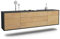 Dekati Lowboard Orlando hängend (180x49x35cm) Korpus anthrazit matt - Front Holz-Design Eiche - Push to Open