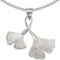 CLEVER SCHMUCK Ginkgoblatt Damen Halskette 25 x 24 mm Ginkoblätter 2-fach Optik an verschnörkelter Öse & Kette Erbs 45 cm Sterling Silber 925 im Schmucketui