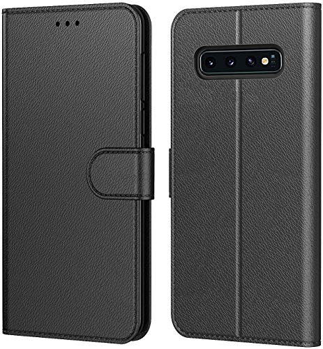 AURSTORE Etui Coque pour Samsung Galaxy S10 Protection Etui Housse Premium en Cuir PU,Fermeture Magnétique,Plusieurs Couleurs Disponible pour Galaxy S10 (6,1 Pouces) (Book Noir)
