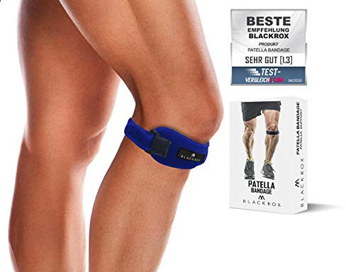 BLACKROX Patella Kniebandage, Patellasehnenbandage Links rechts, Patellabandage Silikon Damen Herren antirutsch, Fitness, Wandern, Kraftsport, Fußball, Laufen, stabilisiert Patellasehne (Blau)