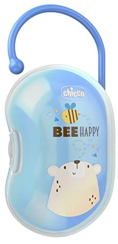 Chicco Portasucchietto Doppio, Portaciuccio Neonato, Versatile e Igienico, Facile Da Agganciare, Forma Ergonimica, Starilizzabile, Azzurro, 0 Mesi+