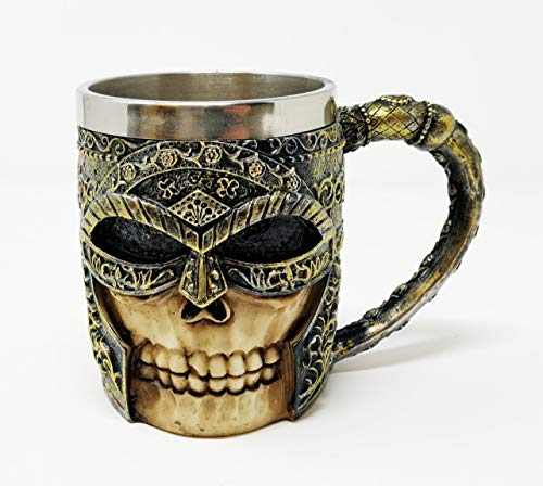 JRose Collections Viking Design Stainless Steel Tankard Beer Mug 400ml – Skull & Helmet Inspired Medieval Drinking Mug