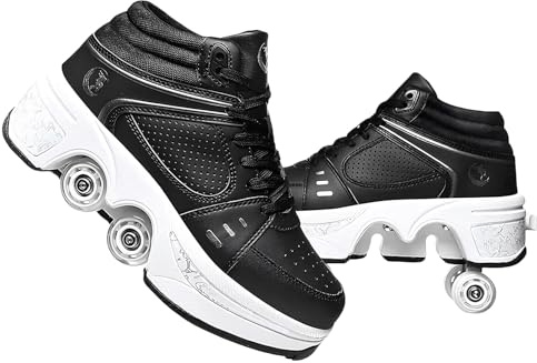 Pinkskattings@ Damen Und Mädchen Rollschuhe ，Schuhe Mit Rollen fuir Jungen Und Herren,Sneakers und Rollen Skate Shoes 2-in-1，Kinderschuhe Skateboard Schuhe