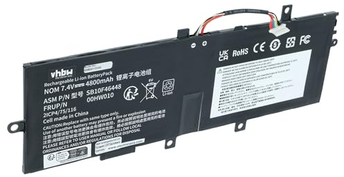 vhbw Akku kompatibel mit Lenovo ThinkPad Helix 2 | Helix(20CGA01RCD) Notebook (4800 mAh, 7,4 V, Li-Polymer)