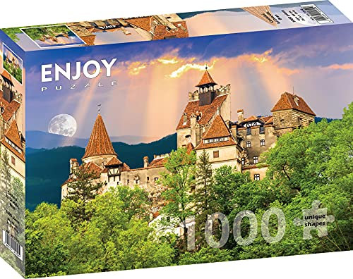 1000 Pieces Jigsaw Puzzle for Adults – Matte Finish, Soft Touch, Sturdy and Unique Pieces, Tight Fit, Vivid Colors, Missing Pieces Service – Castle of Dracula Landmark Landscape – by ENJOY Puzzle