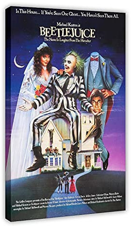 Vintage-Film Beetlejuice 2 Leinwand-Poster, Wandkunst, Deko, Bild, Gemälde für Wohnzimmer, Schlafzimmer, Dekoration, 30 x 45 cm, Rahmen: