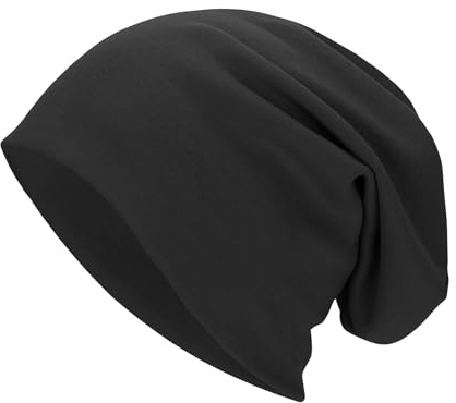 Beanie for Men/Women Slouchy Beanie Hats Hip Hop Skull Cap Baggy Stylish Lightweight A Black