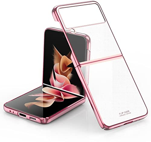 Vizvera Custodia per Samsung Galaxy Z Flip 3 Galaxy Z Flip 3, ultra sottile, galvanizzata, trasparente, di alta qualità, protezione completa in PC per Samsung Galaxy Z FLIP 3 5G 2021-2 (oro rosa)
