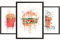 Hey Chimp Kitchen Art Wandbilder (Set mit 3 Poster) | Funky Abstraktes Wandkunstdruck-Set – lustige Aquarell-Fastfood-Poster als Küchendekoration – Burger Pommes Frites Cola – ungerahmt A4