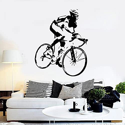 QIANGTOU Adesivi per Biciclette Decalcomanie da Muro in Vinile Ciclista da Corsa Bike Baby Boy Nursery Stickers murali Adesivi da Parete di Grandi Dimensioni Home Inter 75x93cm