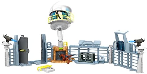 Jurassic World GYH43 - Außenposten Chaos Spielset mit 2 Actionfiguren, 2 Blaster und mehr, 1 m lang mit wegbrechbaren Teilen, Geschenk für Dinosaurier-Fans