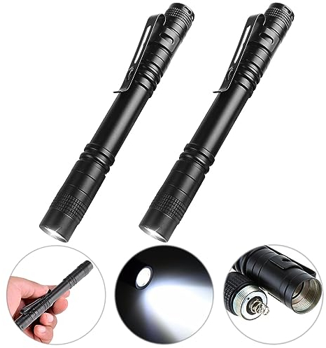 WAONIQ 2 Stück Taschenlampe Mini Taschenlampen Hohe Lumen Leuchten Taschenlampe Nachtlicht LED Stiftlicht mit Clip für Camping, Wandern, Notfall und Außenbereich (Batterien nicht enthalten)