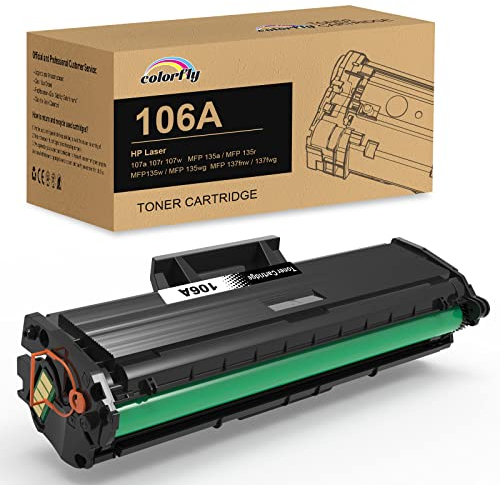 106A W1106A Toner Compatible with HP 106A W1106A Toner Cartridge for HP Laser 107a 107r 107w HP Laser MFP 135a 135r 135w 135wg 137fnw 137fng with Chip (Black, 1-Pack)