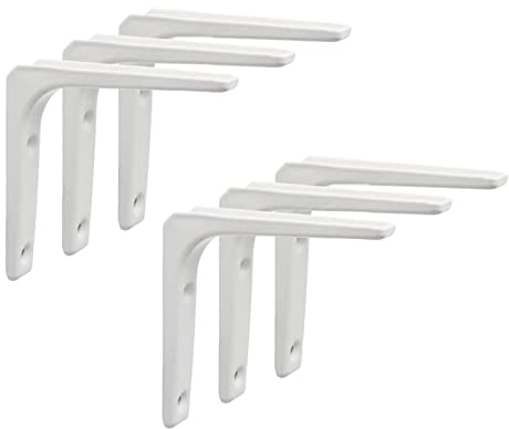 WakiHong 6 Stück Regalträger Weiss Regal Winkelträger Winkel Regal mit 24 Expansionsrohr 12 Lang Schrauben 12 kurz Schrauben für Wandmontage,Garten,Bücherregale,Bad,Küche(10*10*2cm)