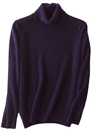 Uomo 100% Visone Cashmere Maglia Dolcevita Maglione Di Grandi Dimensioni Casual Pullover Solido Base Shirt, Viola, S