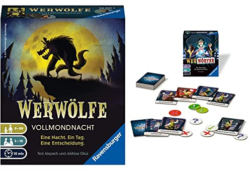 Ravensburger 26703 - Werwölfe - Vollmondnacht, Gesellschaftsspiel ab 9 Jahren & 26025 Wer Wörter - Spannendes Wort-Ratespiel für Erwachsene und Kinder ab 10 Jahren