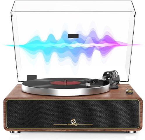 Seasonlife® All-in-One Record Player with 4 Speakers & Bluetooth, Brown