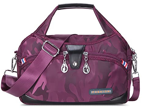 DIRRONA Borsa a Tracolla Donna Moda Viaggio Casuale Multitasche Impermeabile Nylon Viola