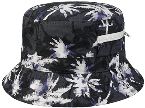 Lipodo Drento Palms Bucket Stoffhut Damen/Herren - Fischerhut aus 100% Baumwolle - Tasche mit Reißverschluss - Packable/knautschbar - Frühjahr/Sommer dunkelgrau M (56-57 cm)