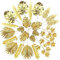 Sirxlevcy Lot de 24 feuilles de palmier artificielles dorées - Plantes tropicales - Pour mariage, , bricolage, décoration