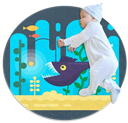 VBFOFBV Teppiche für Schlafzimmer, Ultra-luxuriöser, weicher und Dicker, Rutschfester Teppich für Kinder, Babyzimmer, Kinderzimmer, moderner Dekorteppich,Cartoon Meerestier Fisch